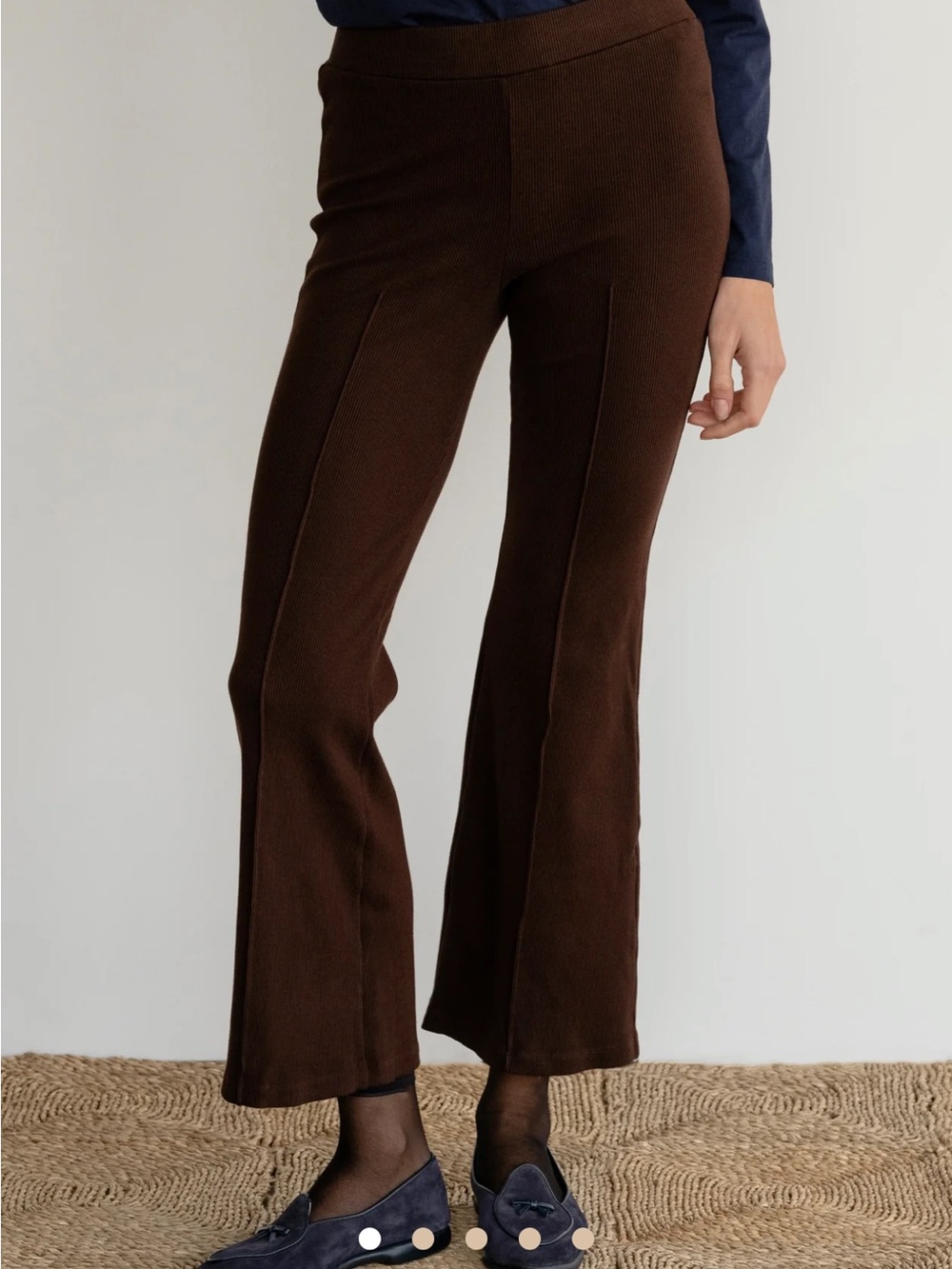 DONNI. Ribbed Boot-Cut Flare Pants — Brown
